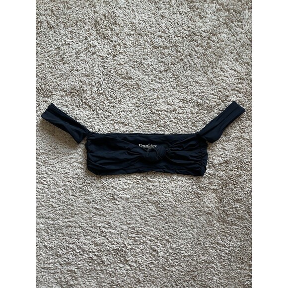 Frankies Bikinis Monica Knotted Bikini Top in Black Size MEDIUM - Picture 1 of 6